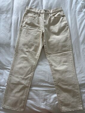 J Crew Cropped Slouchy Boyfriend Jeans in Light Cream size 26